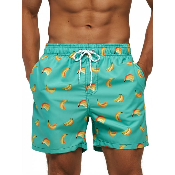 Gocgt Mens Summer Beach Quick Dry Swim Trunks Print Loose Shorts 